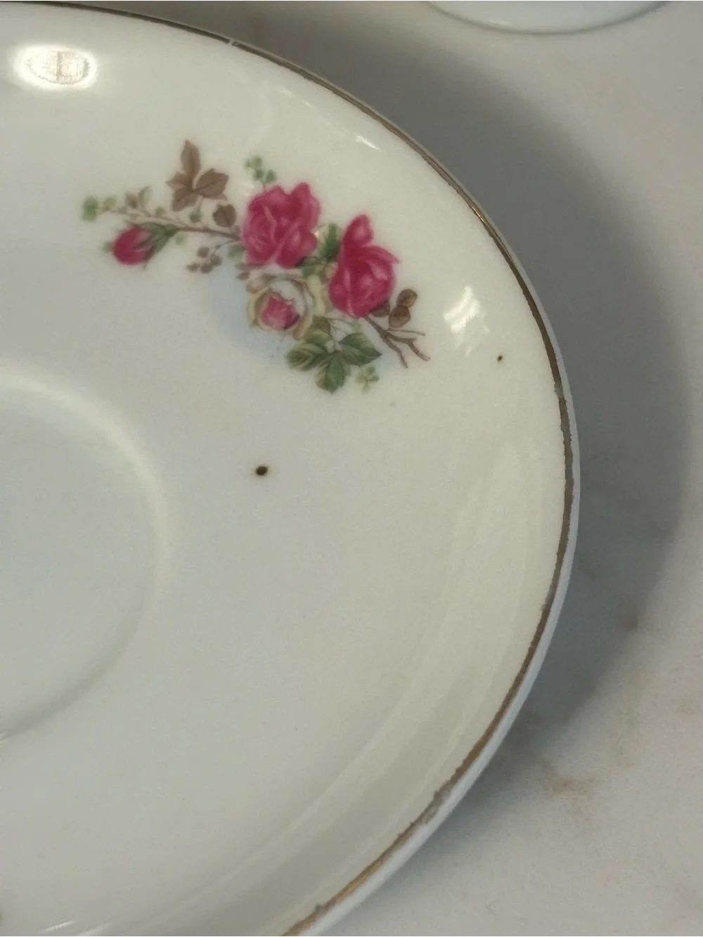 Vintage Teacup and Saucer with Pink Rose Pattern